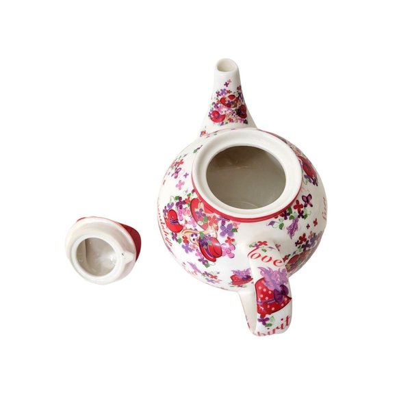 Red Hat Society Pink Chintz Teapot, Sugar and Creamer Set Cardew Designs - Picture 5 of 12